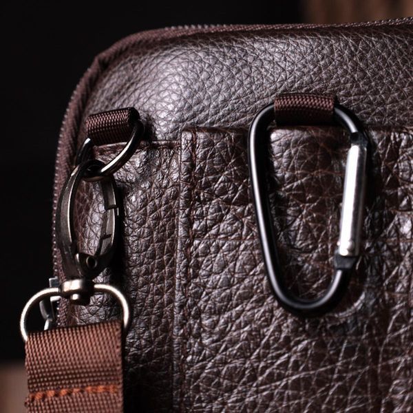 Компактная мужская сумка на пояс из натуральной кожи Vintage 22141 Коричневый b22141 фото
