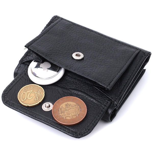 Удобный компактный кошелек с монетницей из натуральной кожи ST Leather 22742 Черный b22742 фото
