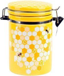 Банка керамічна "Sweet Honey" 650 мл для сипучих продуктів з металевою затяжкою, жовтий BD-DM791-HN фото