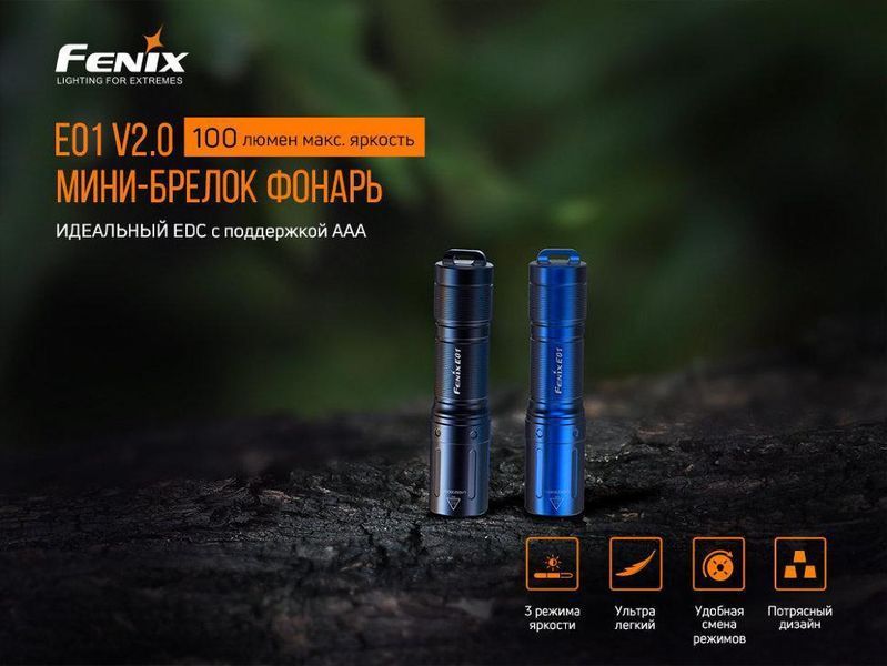 Ручной фонарик Fenix E01 V2.0 100лм 1хААА (Черный) L703333 фото