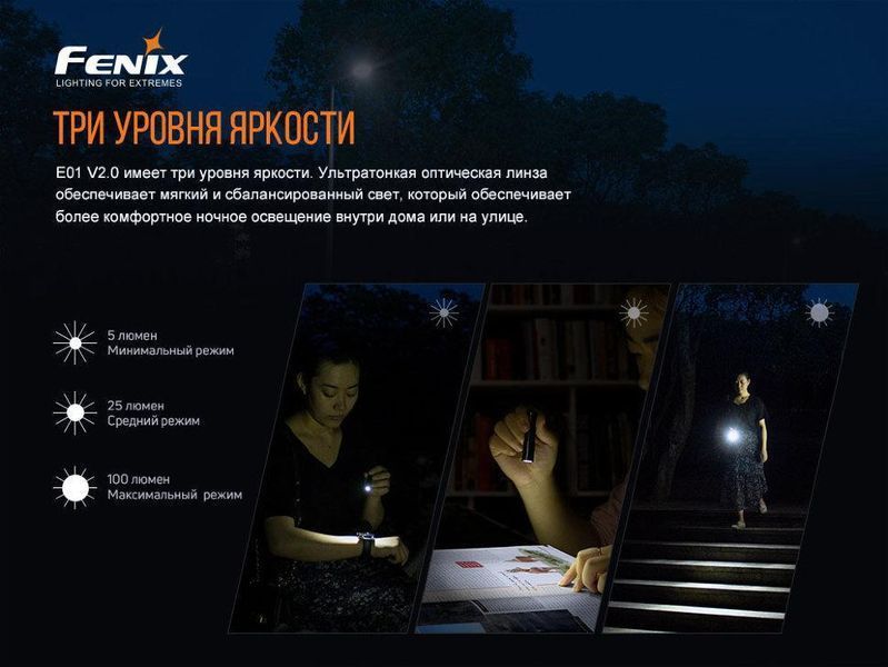 Ручной фонарик Fenix E01 V2.0 100лм 1хААА (Черный) L703333 фото