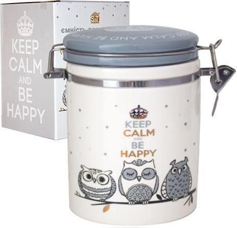 Банка керамічна Be Happy "Совушки&raquo; 700 мл, кришка з засувкою ST-629-18 фото