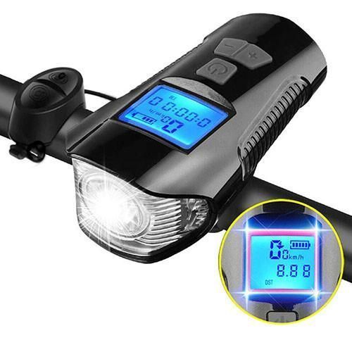 Вело ліхтар + комп'ютер + дзвінок XA-585-T6+2LED micro USB вбудований акумулятор (4 режими) L58503 фото