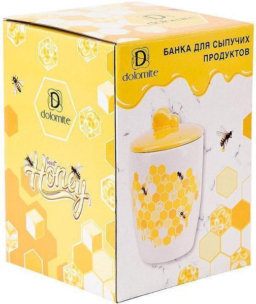 Керамическая банка-медовница "Sweet Honey" 550 мл, белая с желтым BD-DM790-HN фото