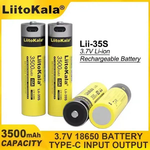 Акумулятор 18650 LiitoKala Li-ion 3500mAh 3.7V Type-C (Жовтий) L718505 фото