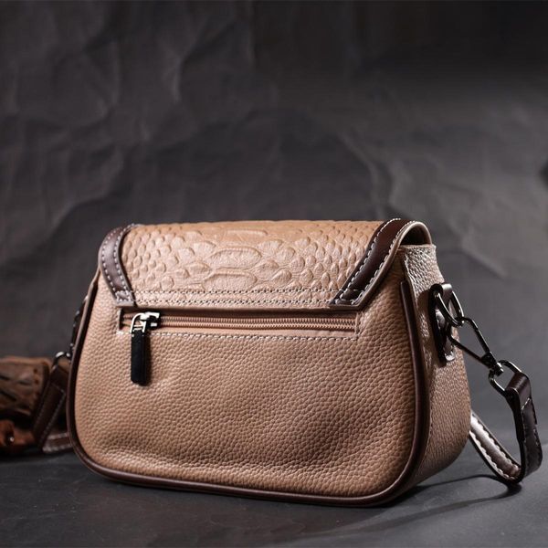 Сумка для женщин с фактурным клапаном из натуральной кожи Vintage 22373 Бежевая b22373 фото