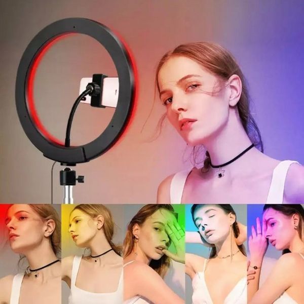 Светодиодная кольцевая лампа MJJ-36 см USB LED RGB с держателем для телефона L900259 фото