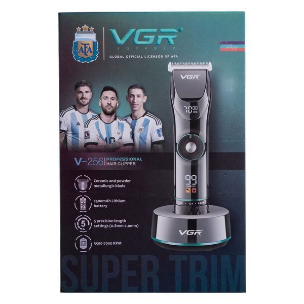 Профессиональная машинка для стрижки волос и бороды VGR V-256 с LED-дисплеем и подставкой LU-HP-V-256 фото