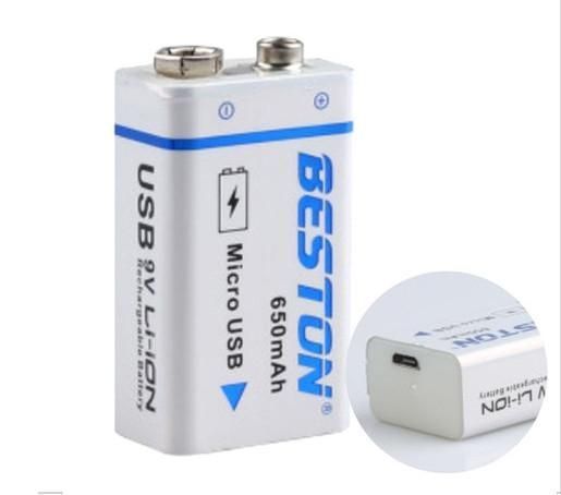 Акумулятор крона Beston&nbsp;650mAh 9V Li-ion&nbsp;microUSB L900727 фото