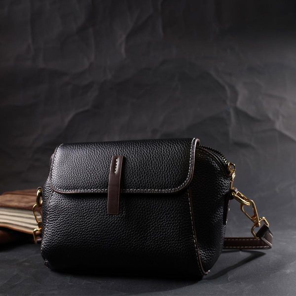 Жіноча компактна сумка з натуральної шкіри Vintage 22265 Чорна b22265 фото