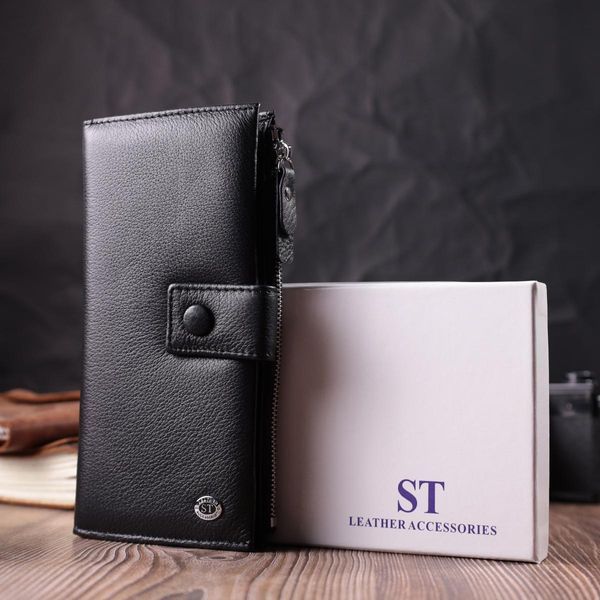 Жіночий вертикальний гаманець-клатч із натуральної шкіри ST Leather 22537 Чорний b22537 фото