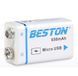 Акумулятор крона Beston&nbsp;650mAh 9V Li-ion&nbsp;microUSB L900727 фото 1