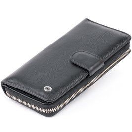 Вертикальный вместительный кошелек из кожи унисекс ST Leather 19300 Черный b19300 фото
