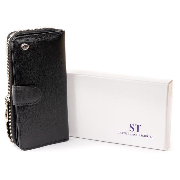 Вертикальный вместительный кошелек из кожи унисекс ST Leather 19300 Черный b19300 фото