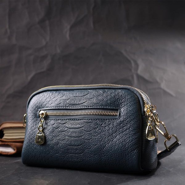 Модная сумка на два отделения из натуральной кожи Vintage 22355 Синяя b22355 фото