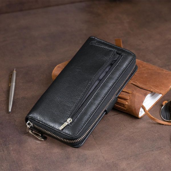 Вертикальный вместительный кошелек из кожи унисекс ST Leather 19300 Черный b19300 фото