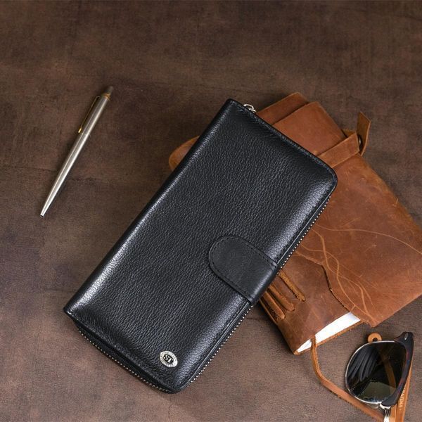 Вертикальный вместительный кошелек из кожи унисекс ST Leather 19300 Черный b19300 фото