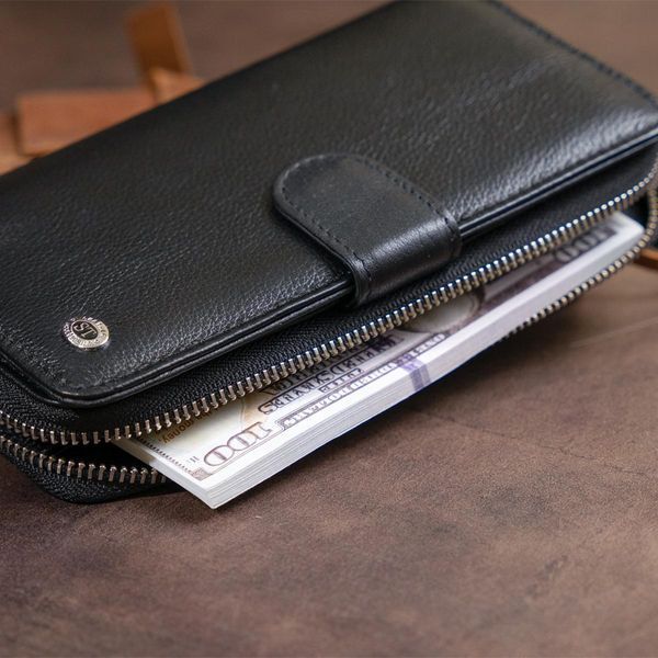 Вертикальный вместительный кошелек из кожи унисекс ST Leather 19300 Черный b19300 фото
