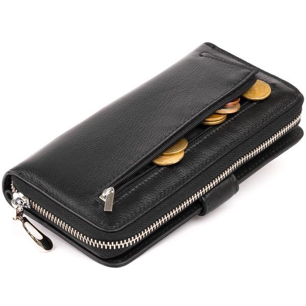 Вертикальный вместительный кошелек из кожи унисекс ST Leather 19300 Черный b19300 фото