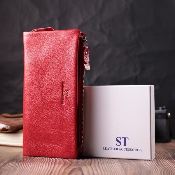 Кошелек-клатч для женщин с двумя молниями из натуральной кожи ST Leather 22526 Красный b22526 фото