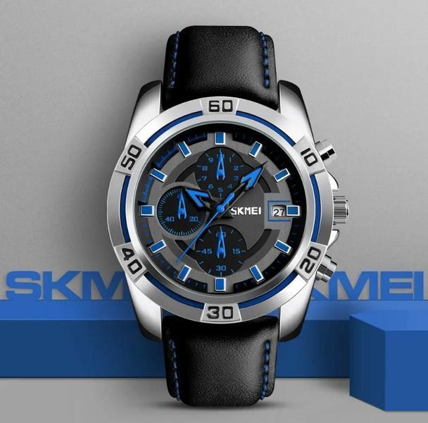 Чоловічий годинник Skmei 9156 Avalon чорний з синім L91566 фото