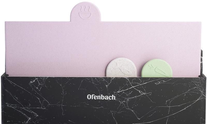 Набір 4 обробні дошки Ofenbach Black Marble 28х18х0.5см на горизонтальній підставці для ножів NB-100200 фото