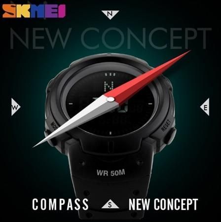 Мужские часы с компасом Skmei 1231 черные L123142 фото