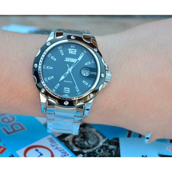 Чоловічий наручний годинник Skmei Robby Steel 0992S Сріблястий з чорним L099223 фото