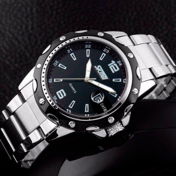 Чоловічий наручний годинник Skmei Robby Steel 0992S Сріблястий з чорним L099223 фото