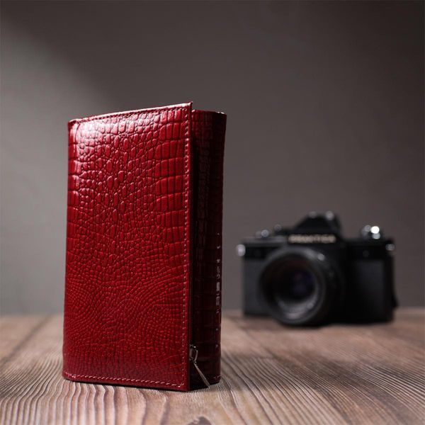 Кошелек женский в три сложения из лакированной натуральной кожи ST Leather 22708 Красный b22708 фото