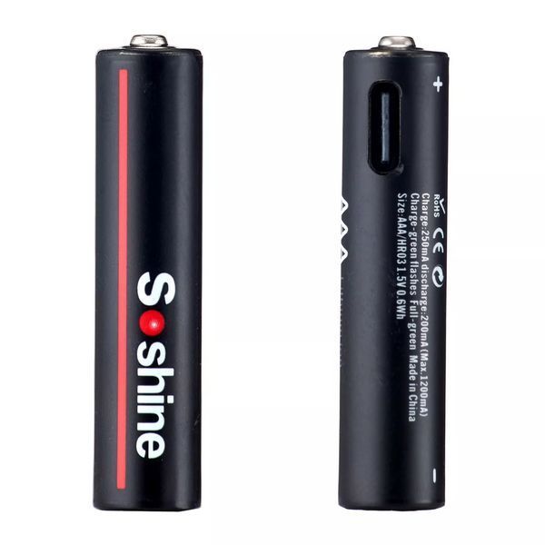 Акумулятор AAA Soshine Li-ion R03 400mAh 10440 USB 1.5V (Чорний) L718414 фото