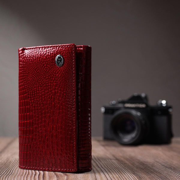Кошелек женский в три сложения из лакированной натуральной кожи ST Leather 22708 Красный b22708 фото