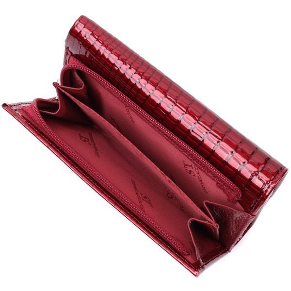 Кошелек женский в три сложения из лакированной натуральной кожи ST Leather 22708 Красный b22708 фото