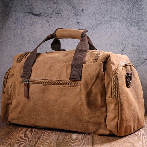 Зручна дорожня сумка із щільного текстилю 21239 Vintage Коричнева b21239 фото