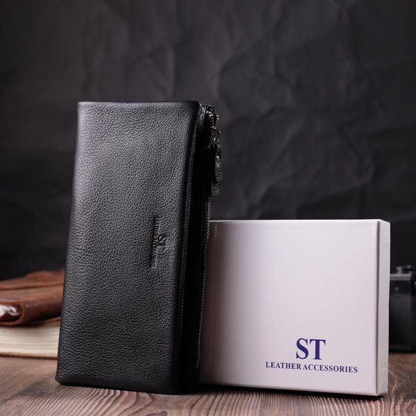 Женский кошелек-клатч с двумя молниями из натуральной кожи ST Leather 22527 Черный b22527 фото