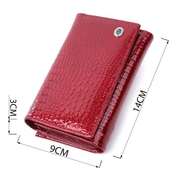 Кошелек женский в три сложения из лакированной натуральной кожи ST Leather 22708 Красный b22708 фото