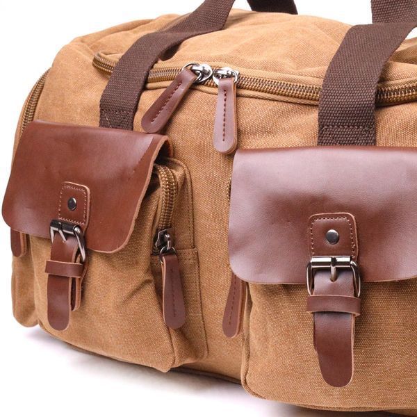Зручна дорожня сумка із щільного текстилю 21239 Vintage Коричнева b21239 фото
