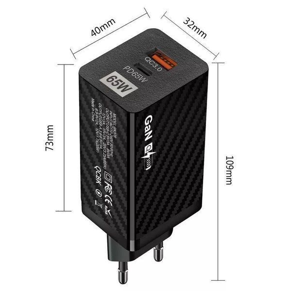 Зарядное устройство GaN BK378 USB Type-C 65W Сетевой адаптер L37800 фото