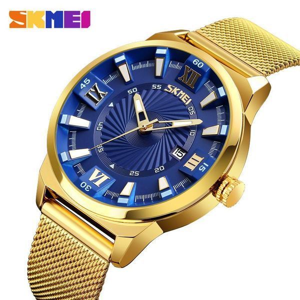 Годинник чоловічий наручний Skmei 9166 Gold blue оригінал L916603 фото