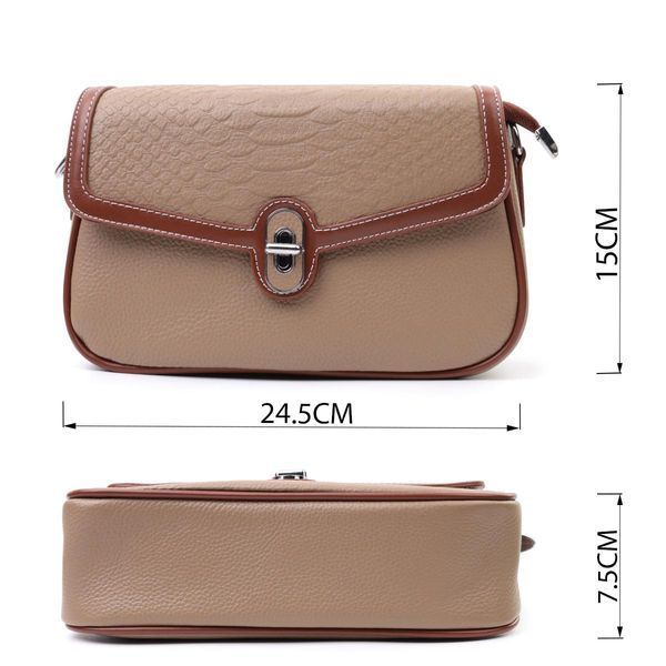 Жіноча сумка з фактурним клапаном з натуральної шкіри Vintage 22620 Бежева b22620 фото