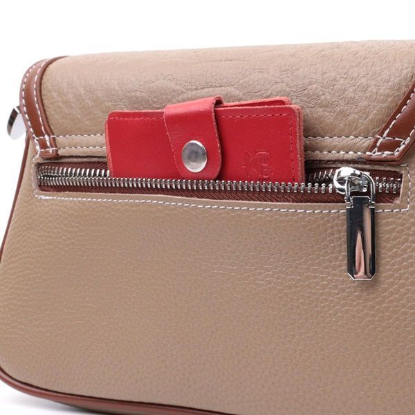 Жіноча сумка з фактурним клапаном з натуральної шкіри Vintage 22620 Бежева b22620 фото
