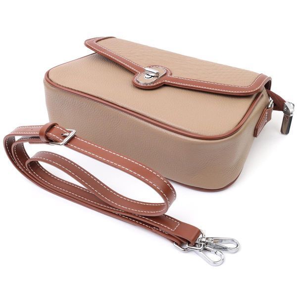 Жіноча сумка з фактурним клапаном з натуральної шкіри Vintage 22620 Бежева b22620 фото