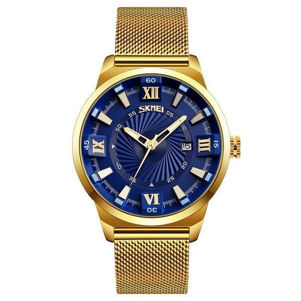 Годинник чоловічий наручний Skmei 9166 Gold blue оригінал L916603 фото