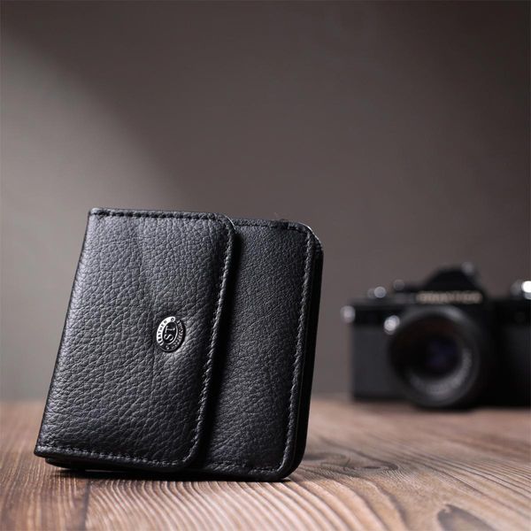 Компактный женский кошелек с карманом для монет из натуральной кожи ST Leather 22690 Черный b22690 фото