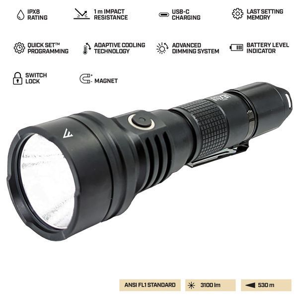 Фонарь тактический Mactronic Black Eye X31 (3100 Lm) Programmable Rechargeable Type-C DDAS303954 фото