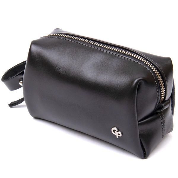 Чоловіча шкіряна глянцева косметичка Grande Pelle 11413 чорна 17х10.5х7 см b11413 фото