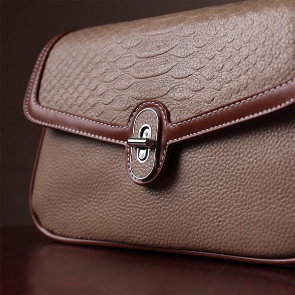 Жіноча сумка з фактурним клапаном з натуральної шкіри Vintage 22620 Бежева b22620 фото