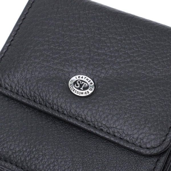 Компактный женский кошелек с карманом для монет из натуральной кожи ST Leather 22690 Черный b22690 фото