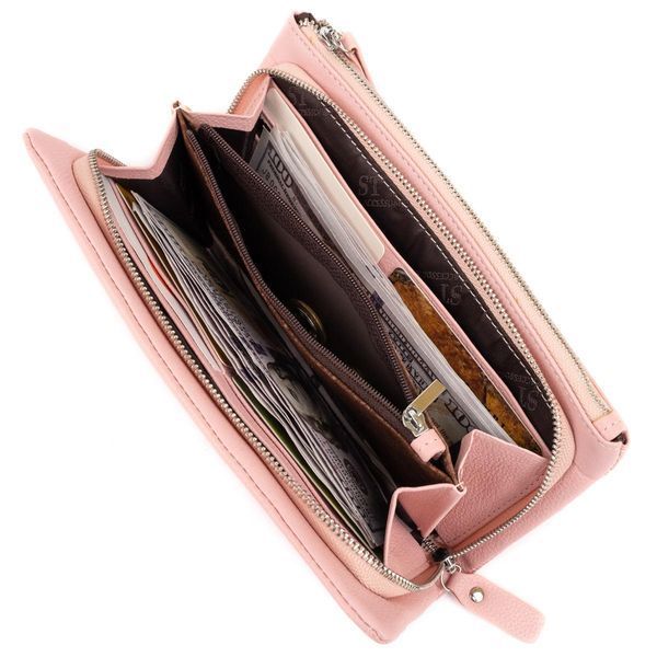 Кошелек-клатч из кожи с карманом для мобильного ST Leather 19313 Розовый b19313 фото