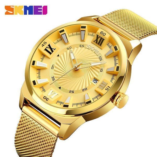 Годинник чоловічий наручний Skmei 9166 Gold blue оригінал L916603 фото